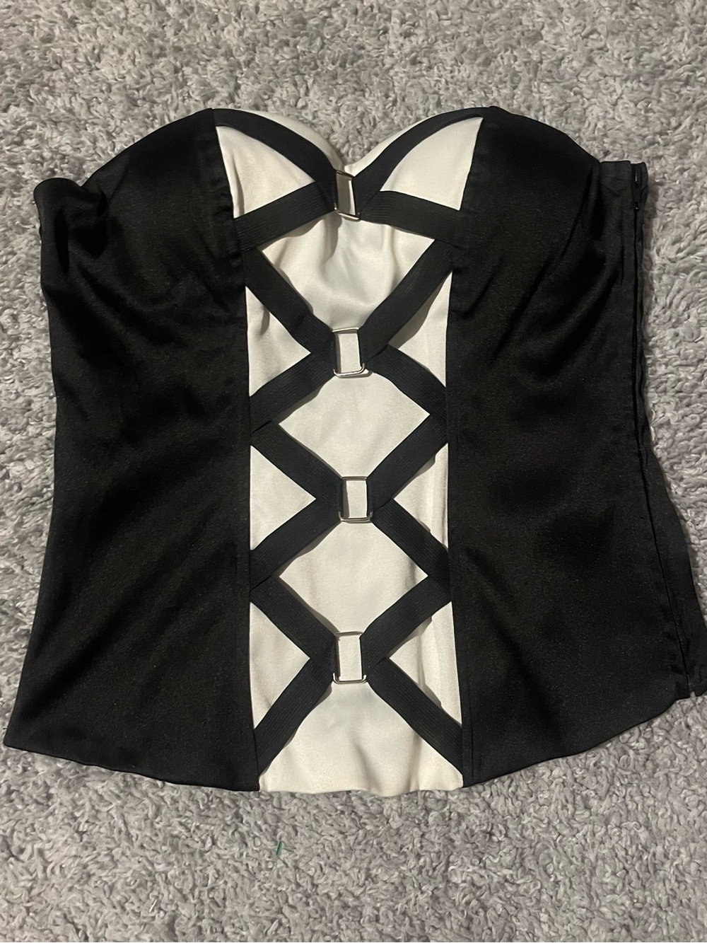 Charlotte Russe Black and White Strapless Corset Top